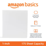 Four white AmazonBasics 1-inch 3-ring binders with clear overlay covers and interior pockets, shown in original packaging - view 4