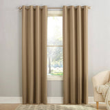 Sun Zero Seymour Taupe Faux Silk Room Darkening Grommet Curtain 54x84 — view 1 of 4