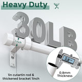 VOIIY white telescoping curtain rod 48 to 84 inch with 1-inch diameter modern finials and wall mount brackets - view 3