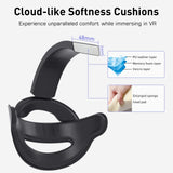 Kuject 3-in-1 accessories kit for Meta Quest 3 Slim showing head strap, silicone face cover, and protective shell case - view 5