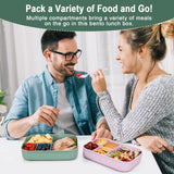 Caperci khaki green 47oz stackable bento lunch box with 4 compartments, sauce container, and built-in utensils on white background - view 6