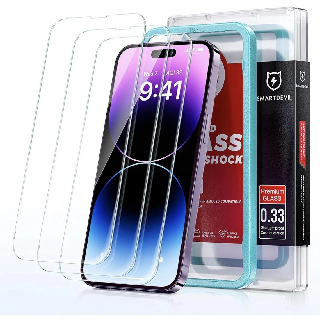 SmartDevil 3-pack 9H tempered glass screen protectors for iPhone 14 Pro Max 6.7 inch with Dynamic Island cutout