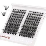 Mayhug 160-piece D curl individual lash clusters in 8 to 18mm lengths displayed in packaging tray, black DIY eyelash extensions - view 8