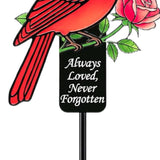 Solar Red Cardinal Memorial Garden Stake with Warm LED Light – Weatherproof — view 7 of 8