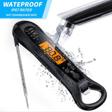 NIUTA black digital instant read meat thermometer with foldable stainless steel probe and backlit LCD display - view 3