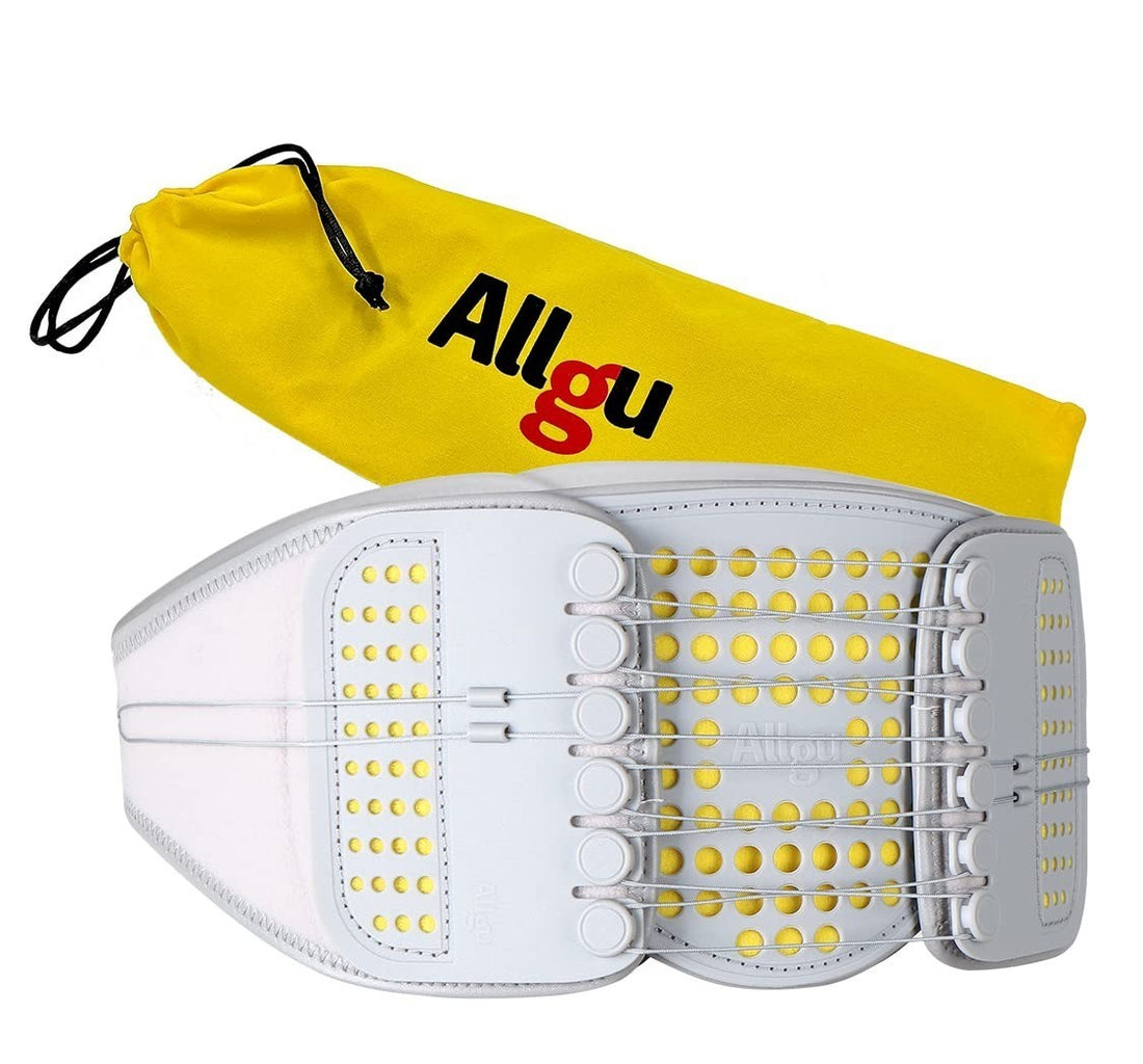ALLGU gray lumbar support back brace large size with pulley tensioning system and removable lumbar pad for lower back pain relief