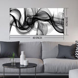 Black and white abstract smoke canvas wall art 40x20 inches in gallery wrap style on lightweight wood frame - view 7