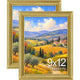Vittanly 9x12 Picture Frames Set of 2 – Rustic Gold with White Mats