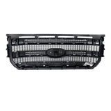 White Platinum painted ABS front bumper grille for 2015-2017 Ford F-150, part FL3Z-8200-MA, shown from front angle - view 6