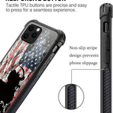 DJSOK black American flag football bumper case for iPhone 11 Pro Max with tire-texture sides and raised edges - view 3