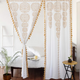 Labhanshi 2-Pack Indian Boho Mandala Curtains – White & Gold 87x41"