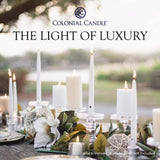 Six ivory 10-inch Colonial Candle taper candles with beveled base, unscented soy blend wax, set of 6 - view 4