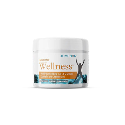 Sealed bottle of Juvenon Immune Wellness supplement 30 capsules with Beta D-Glucan, Quercefit and Chelated Zinc