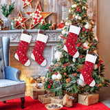 Set of four 18-inch red sequin Christmas stockings arranged together, bulk 4-pack by Aivanart for holiday mantel decor - view 6