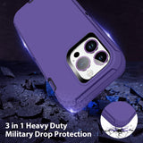 Wollony purple rugged iPhone 14 Pro Max case with tempered glass screen protector and HD camera lens protector included - view 3