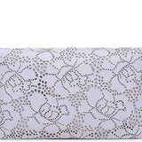 Urban Expressions dove gray perforated vegan leather clutch bag with gold chain strap and fold-over zip flap closure - view 2