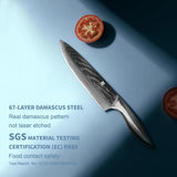 Zongchuan 8-inch Damascus chef knife with 67-layer forged steel blade and stainless steel handle beside gift box - view 5