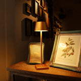 14-inch cordless rechargeable LED table lamp with polished gold cone shade and touch dimmer control for indoor outdoor use - view 6