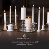 Six ivory 10-inch Colonial Candle taper candles with beveled base, unscented soy blend wax, set of 6 - view 5