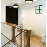 Kudos 12-inch flush mount LED ceiling light fixture with black metal frame and champagne gold interior accent - view 7