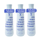 Three 12oz bottles of V&Co. Straight Hair Moisturizing Conditioner with aloe and peptide formula