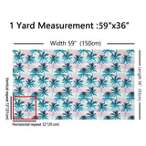 10-yard bolt of teal and pink coconut tree tropical print flannel fabric, 59 inches wide, unrolled to show pattern - view 2