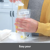 Medela 100-count 6oz breast milk storage bags in clear BPA-free packaging, self-standing with double-zipper seal - view 2