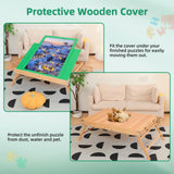 Fanwer wooden jigsaw puzzle table with 4 sliding drawers, green felt surface, and tilting foldable desktop for 1500-piece puzzles - view 5