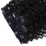 7-piece jet black afro kinky curly clip-in human hair extensions 10 inches 100 grams with 16 clips - view 3