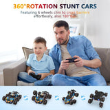 6-wheel double-sided RC stunt drift car with LED lights and mist spray effect, multi-color, shown with remote control - view 4