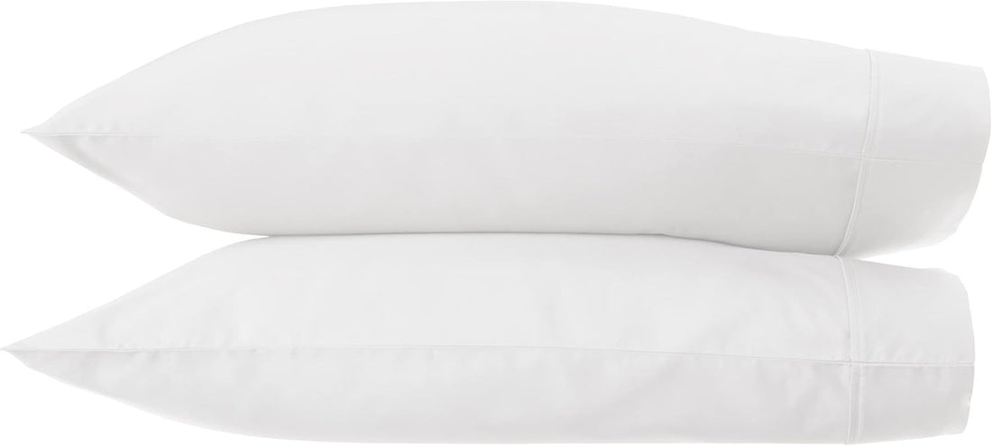 Two white king-size sateen pillowcases folded neatly, Amazon Aware 300TC organic cotton king pillowcase set