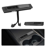 Hodozzy silver metal 3-in-1 USB hub docking station for Tesla 2021+ center console with USB and USB-C ports