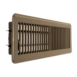 Two brown powder-coated steel louvered floor registers 4x14 inches with adjustable damper lever, heavy duty stamped steel - view 6