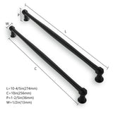 ZAUYX 10-Pack 10" Matte Black Zinc Bar Cabinet Pulls – Heavy-Duty — view 3 of 5