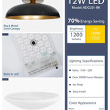 Kudos 12-inch flush mount LED ceiling light fixture with black metal frame and champagne gold interior accent - view 4