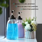 Glass Laundry Detergent Dispenser Bottles Set of 2 with Pump – 50oz Farmhouse — view 3 of 6