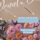 Clear acrylic donut wall display stand 26x22 inches with 25 pegs holding donuts for wedding party decor by Opal Lily - view 7