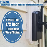 Two white Podoy vinyl siding mounting blocks with built-in electrical boxes and included screws for outdoor light fixture installation - view 3