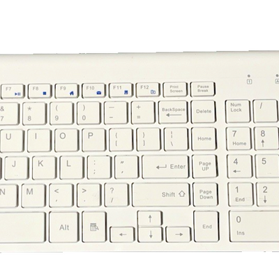 TopMate KM9000 white wireless keyboard and mouse combo with slim profile and USB nano receiver on white background