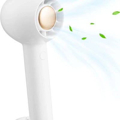 Sowmow white matte portable rechargeable handheld clip-on fan with 6-blade axial design and USB charging