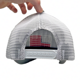 e4Hats White American Flag Patched Mesh Snapback Baseball Cap — view 3 of 3