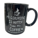 Black USB mug warmer coaster engraved 'Best Boyfriend Ever' paired with ceramic mug, desk boyfriend gift set - view 3