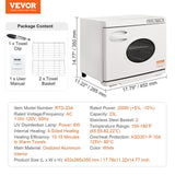 VEVOR RTD-23A white 23L hot towel warmer cabinet with UV sanitizing light open door showing interior racks - view 7