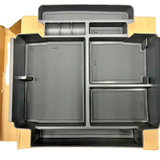Black ABS plastic sliding center console organizer tray with multiple compartments and non-slip rubber pads for 2021-2026 Tahoe Suburban Yukon - view 8