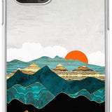 Colorful abstract mountain sunrise art TPU phone case for iPhone 13 Pro Max 6.7 inch in multicolor landscape design