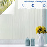 Reeded frosted static cling privacy window film 17.5x78.7 inches with vertical stripe pattern applied to glass window - view 5