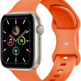 Orange silicone sport band replacement strap for Apple Watch 38mm 40mm 41mm Series 9 SE shown on white background