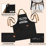 Black men's funny BBQ grill apron with 3 pockets and adjustable neck strap reading Don't Worry I Can Do This - view 3