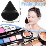 Six black and white triangle and round velour powder puffs by Pimoys arranged in a set, 2.76 inch makeup sponges - view 3