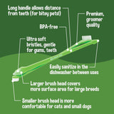 Bodhi Dog dual-ended green pet toothbrush 8-pack with soft silicone bristles for dogs and cats in retail packaging - view 3